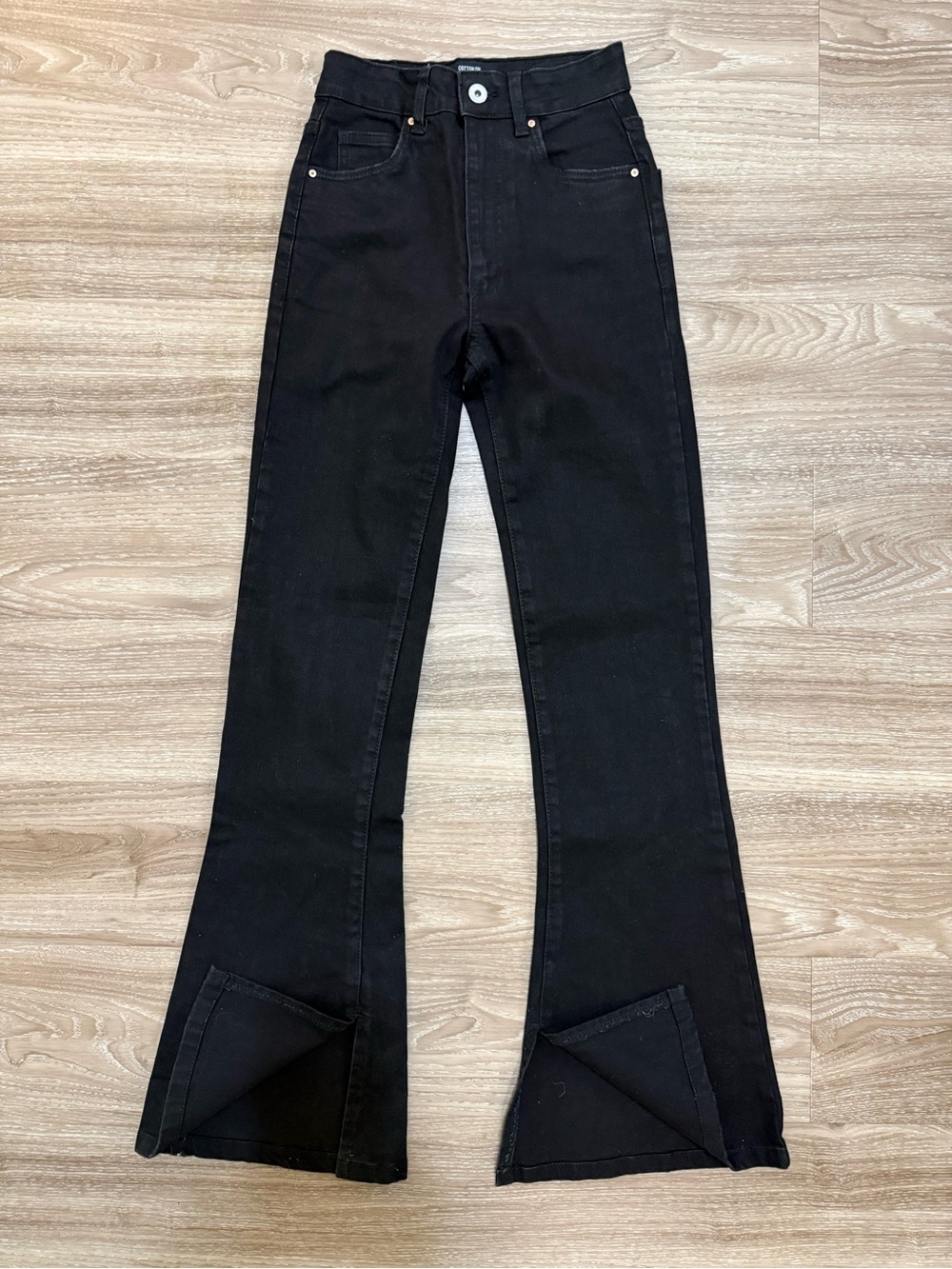 Cotton-On High-Rise Black Split Flare Jeans
